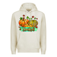 Oatmeal Heather thankful pumpkins with glitter Premium Hoodie - MaliasSmallBusiness