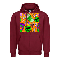 Burgundy halloween snacks seamless pattern Zipper Hoodie - BundleAndBundleShop