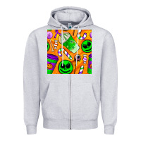 Heather Grey halloween snacks seamless pattern Zipper Hoodie - BundleAndBundleShop