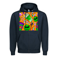 Navy halloween snacks seamless pattern Zipper Hoodie - BundleAndBundleShop