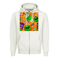 Halloween Snacks Seamless Pattern Zipper Hoodie | Teevron
