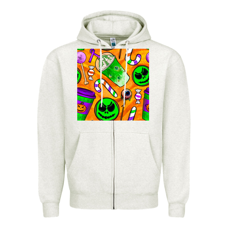 Halloween Snacks Seamless Pattern Zipper Hoodie by BundleAndBundleShop | Teevron