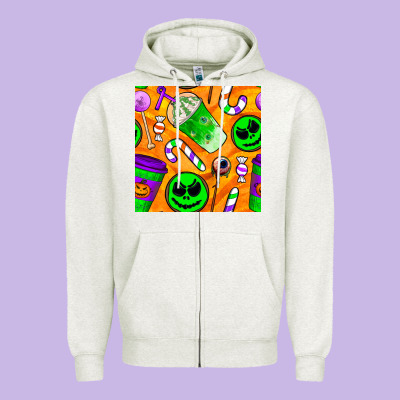 Halloween Snacks Seamless Pattern Zipper Hoodie Designed By Bundleandbundleshop