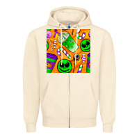 Sandshell halloween snacks seamless pattern Zipper Hoodie - BundleAndBundleShop