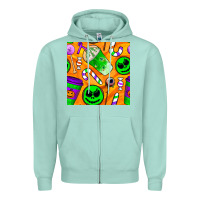 Seafoam halloween snacks seamless pattern Zipper Hoodie - BundleAndBundleShop