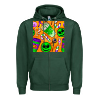 Sports Green halloween snacks seamless pattern Zipper Hoodie - BundleAndBundleShop