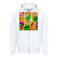 White halloween snacks seamless pattern Zipper Hoodie - BundleAndBundleShop