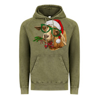 Vintage Olive Christmas Glasses Goat Vintage Hoodie - RanaPortraitStore