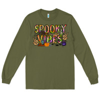 Army Green spooky vibes Long Sleeve Tee - RacoonDesign