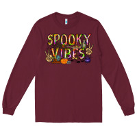 Burgundy spooky vibes Long Sleeve Tee - RacoonDesign