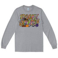 Heather Grey spooky vibes Long Sleeve Tee - RacoonDesign