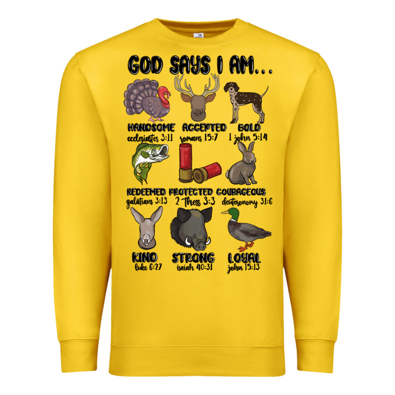 God Says I Am Hunting Premium Sweatshirt by MaliasSmallBusiness | Teevron