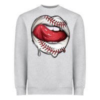 Heather Grey sports lips baseball Heavyweight Sweatshirt - texasbilliewilder