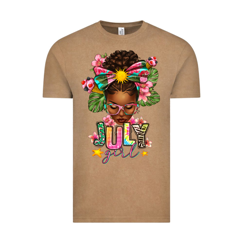 July Girl Afro Woman Summer Vintage Tee by texasbilliewilder | Teevron
