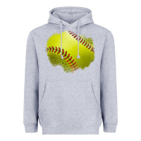 Heather Grey leopard softball patch Heavyweight Hoodie - Jasminsmagicworld