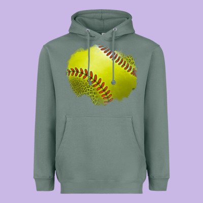 Leopard Softball Patch Heavyweight Hoodie Designed By Jasminsmagicworld
