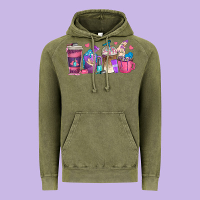 Nail Hustler Coffee Cups Vintage Hoodie Designed By Texasbilliewilder