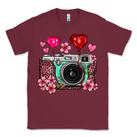 Burgundy floral heart pink leopard vintage camera Classic Tee - FaDigitalArtStudio