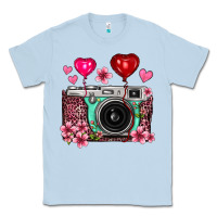 Dusty Blue floral heart pink leopard vintage camera Classic Tee - FaDigitalArtStudio