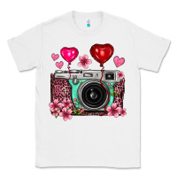 White floral heart pink leopard vintage camera Classic Tee - FaDigitalArtStudio