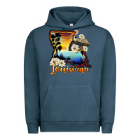 Pigment Midnight Navy louisiana  sunset map magnolia Urban Hoodie - BarkalooDesign