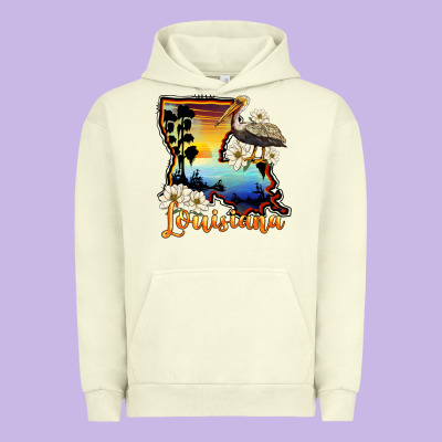 Louisiana  Sunset Map Magnolia Urban Hoodie Designed By Barkaloodesign