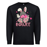 Black boujee checkered easter bunny egg trending Premium Sweatshirt - MaliasSmallBusiness