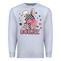 Heather Grey boujee checkered easter bunny egg trending Premium Sweatshirt - MaliasSmallBusiness