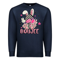 Navy boujee checkered easter bunny egg trending Premium Sweatshirt - MaliasSmallBusiness