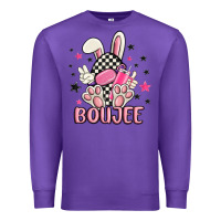 Purple boujee checkered easter bunny egg trending Premium Sweatshirt - MaliasSmallBusiness
