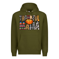 Army Green Thankful Mama Premium Hoodie - MaliasSmallBusiness