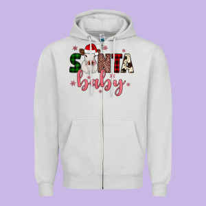 Santa Baby Cow Zipper Hoodie Designed By Jahusdesignshop