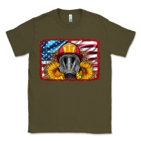 Army Green firefighter air mask and sunflower Classic Tee - HRA Design Shop