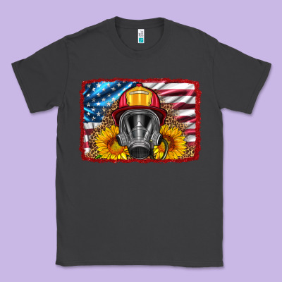 Firefighter Air Mask And Sunflower Classic Tee Designed By Hra Design Shop