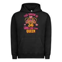 Pigment Black the queen is 36 long live the queen Urban Hoodie - Jasminsmagicworld