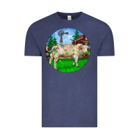 Vintage Denim christmas charolais bull and barnyard Vintage Tee - RanaPortraitStore