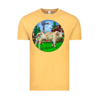 Vintage Mustard christmas charolais bull and barnyard Vintage Tee - RanaPortraitStore