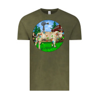 Vintage Olive christmas charolais bull and barnyard Vintage Tee - RanaPortraitStore