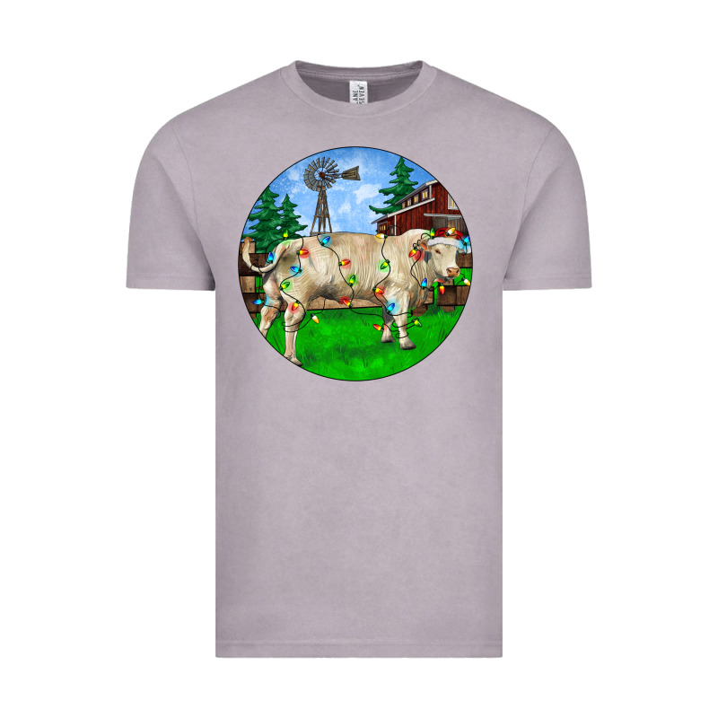 Christmas Charolais Bull And Barnyard Vintage Tee by RanaPortraitStore | Teevron