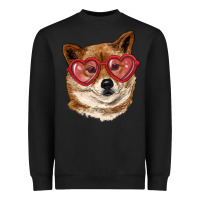 Black shiba inu with love glasses Heavyweight Sweatshirt - RanaPortraitStore