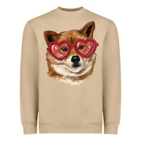 Mushroom shiba inu with love glasses Heavyweight Sweatshirt - RanaPortraitStore