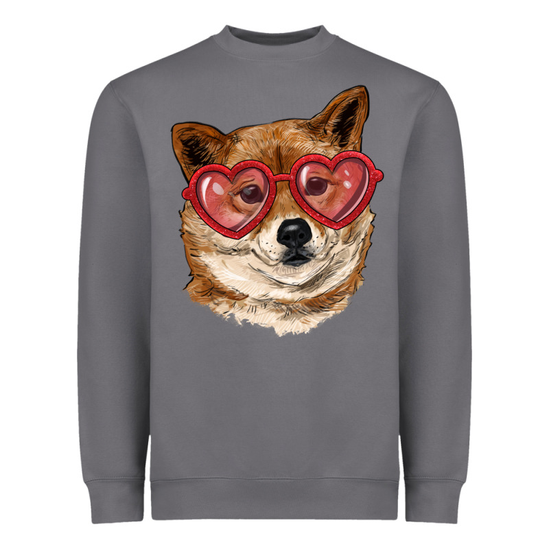 Shiba Inu With Love Glasses Heavyweight Sweatshirt by RanaPortraitStore | Teevron