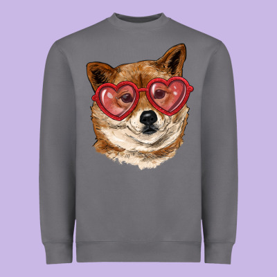 Heavyweight Sweatshirt shiba inu with love glasses