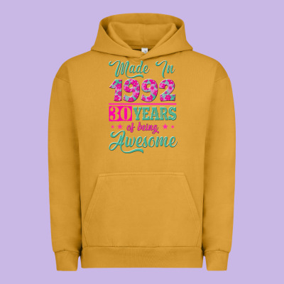 Made In 1992, 30 Years Of Being Awesome Urban Hoodie Designed By Jasminsmagicworld