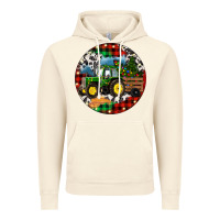 Vintage Artic Christmas Farm Tractor Vintage Hoodie - RanaPortraitStore