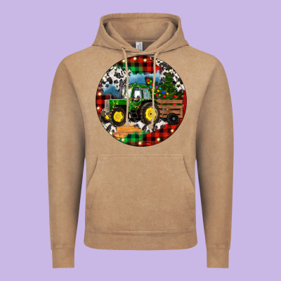 Vintage Hoodie Christmas Farm Tractor