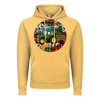 Vintage Mustard Christmas Farm Tractor Vintage Hoodie - RanaPortraitStore