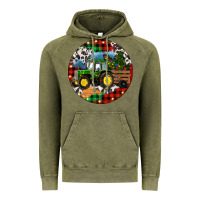 Vintage Olive Christmas Farm Tractor Vintage Hoodie - RanaPortraitStore