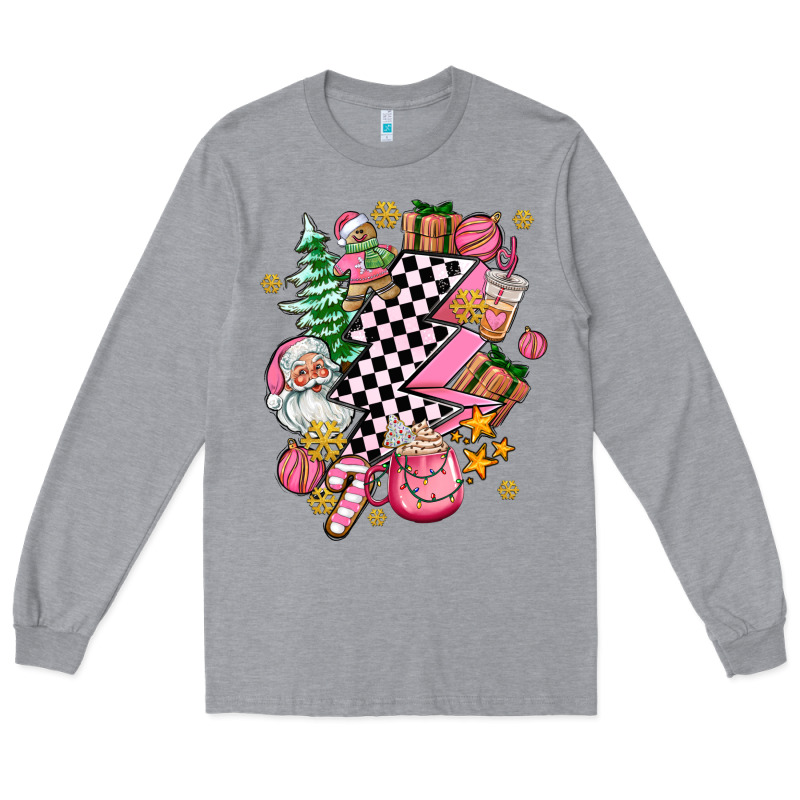 Pink Christmas Lightning Bolt Long Sleeve Tee by AdoDesignShop | Teevron