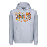 Heather Grey grateful thankful and blessed Premium Hoodie - MaliasSmallBusiness